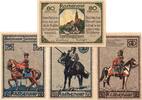 Serienscheine DE 4 Scheine kpl. Notgeld Rathenow , Husaren , Set mit 4 Scheinen kfr , Mehl Grabowski 1099.2 , von 1921 , Brandenburg Seriennotgeld -