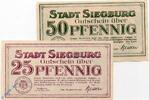 Serienscheine DE 2 Scheine kpl. Notgeld Siegburg , Set mit 2 Scheinen kfr. Mehl Grabowski 1225.3 , von 1921 , Westfalen Seriennotgeld -