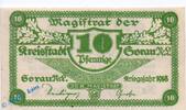 Kleingeld 1914-1922 10 Pf. Notgeld Sorau , 10 Pfennig Schein in kfr. Wz Kreuzmäander , Tieste 6995.05.21 , von 1918 , Brandenburg Verkehrsausgabe -