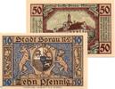 Notgeld DE 2 Scheine kpl. Notgeld Sorau , Set mit 2 Scheinen in kfr. Mehl Grabowski 1247.1 , von 1921 , Brandenburg Seriennotgeld -