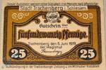 Notgeld DE 25 Pf. Notgeld Trachenberg , 25 Pfennig Schein , Kn schwarz , Tieste 7390.10.10 , von 1919 , Schlesien Verkehrsausgabe -