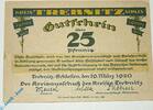 Notgeld DE 25 Pf. Notgeld Kreis Trebnitz , 25 Pfennig Schein in kfr. Tieste 7400.10.01 , März 1920 -