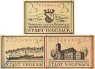 Notgeld DE 3 Scheine kpl. Notgeld Vegesack , Set mit 3 Scheinen kfr. Mehl Grabowski 1359.2 , von 1921 , Bremen Seriennotgeld -
