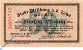 Notgeld De Notgeld Weilburg , 50 Pfennig Schein 6 stellig , Tieste 7770.05.10 , von 1918 , Hessen Verkehrsausgabe -