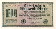 Weimarer Republik - Inflation 1.000 Mk. Reichsbanknote , 1.000 Mark in kfr. Mäander KN braun , DEU-84.f, Ros.75, P 76 -
