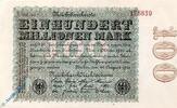 Inflation 1923 DE 100 Millionen Mark Reichsbanknote , 100 Millionen Mark -Hakensterne- in kfr. DEU-120.s, Ros.106, P -