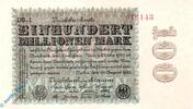 Inflation 1923 DE 100 Mio. Mk. Reichsbanknote , 100 Millionen Mark , Wz Ringe , DEU-120 L , Rosenberg 106 , P 107 , vom 22.08.1923 , Nachkriegszeit und Inflati -