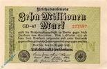 Weimarer Republik - Inflation 10 Mio. Mk. Reichsbanknote , 10 Millionen Mark Schein , Gitter mit 8 , DEU-118 b , Rosenberg 105 , P 106 , vom 22.08.1923 , Inflation -