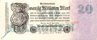 Reichsbanknote Deutschland 20 Millionen Mark Reichsbanknote , 20 Millionen Mark Schein kfr , DEU-108 b , Ros.96 , P.97 -