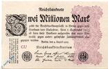 Inflation Deutschland 2 Millionen Mark Reichsbanknote , 2 Millionen Mark , Wz Gitter mit 8 , DEU-116 a , Rosenberg 103 , P 104 , vom 09.08.1923 , Inflation -