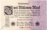 Weimarer Republik 2 Mio. Mk. Reichsbanknote , 2 Million Mark , Eichenlaubstreifen , DEU-115 b , Rosenberg 102 , P 103 , vom 09.08.1923 , Weimarer Republik -
