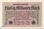Weimarer Republik 50 Mio. Mk. Reichsbanknote , 50 Millionen Mark -Hakensterne- in kfr. DEU-123.h, Ros.108, P.1 -