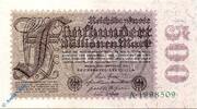 Weimarer Republik - Inflation 500 Millionen Mark Reichsbanknote , 500 Millionen Mark in kfr. DEU-124 , Ros.109 , P.110, von 1923 -