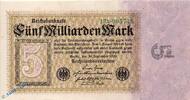 Inflation De 5 Mia. Reichsbanknote , 5 Milliarden Mark Schein in kfr. DEU-132 b , Rosenberg 112 , P 115 , vom 10.09.1923 , Nachkriegszeit und Inflat -