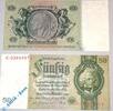 Reichsbanknote 50 Mk. -Kriegsdruck- Reichsbanknote über 50 Mark , Kriegsdruck , Rosenberg 175 d , Reichsmark , Banknote vom 30.03.1933 -
