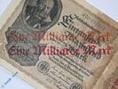 Weimarer Republik 1 Mia , Fehldruck ORANGE Reichsbanknote , 1 Milliarde Mark --ORANGE-- in kfr. DEU-126.F.e, Ro.110, P.113 -