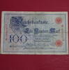 Kaiserreich 100 Mk. Ros. 20 , Reichsbanknote über 100 Mark Reichsmark , Banknote vom 17.04.1903 , in stärker gebrauchter Erhaltung. -