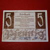 Alliierte Besatzung RF 5 Pf. Ros.214 , Banknote über 5 Pfennig , Württemberg Hohenzollern Finanzministerium , Pfennig Schein vom Oktober 1947 , Wasserzeichen -