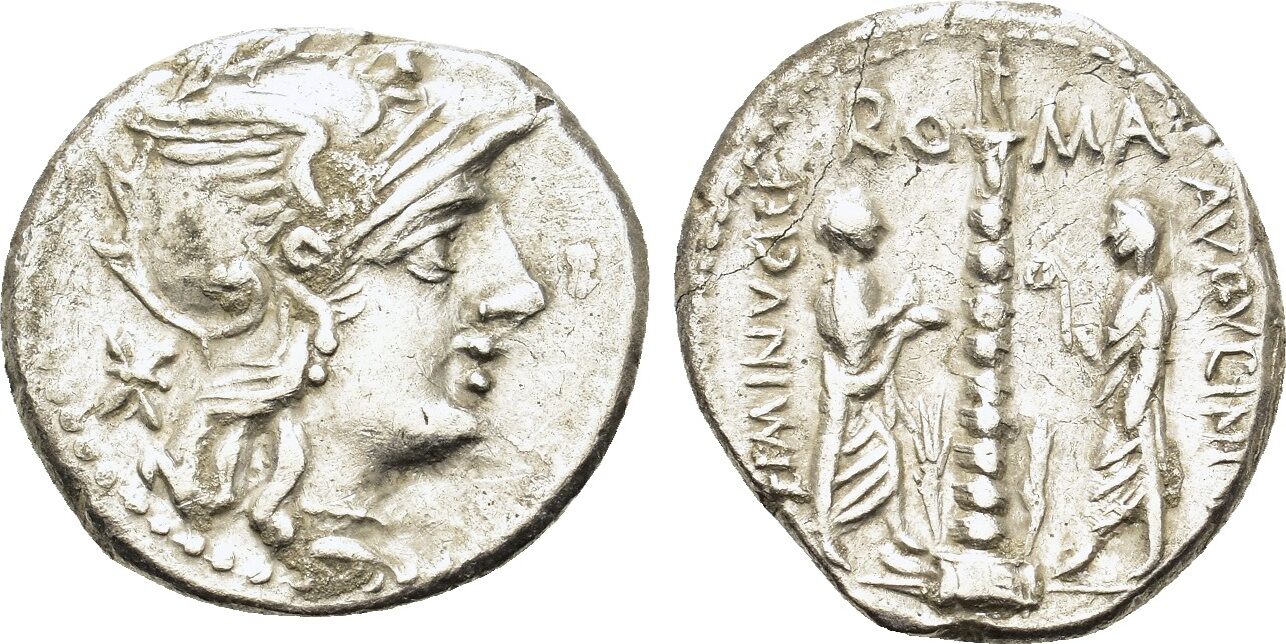 Roman Republic Ti. Minucius C.f. Augurinus, Rome, 134 BC. AR