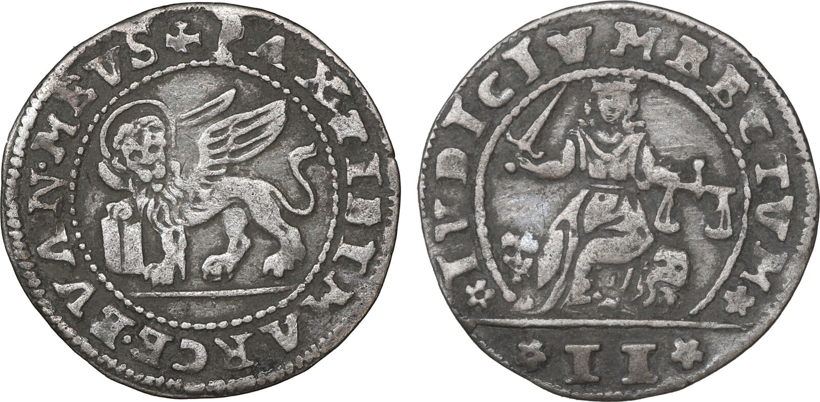 Venice Venedig Venezia Gazzetta or 2 Soldi 1570 Issued for colonies XF