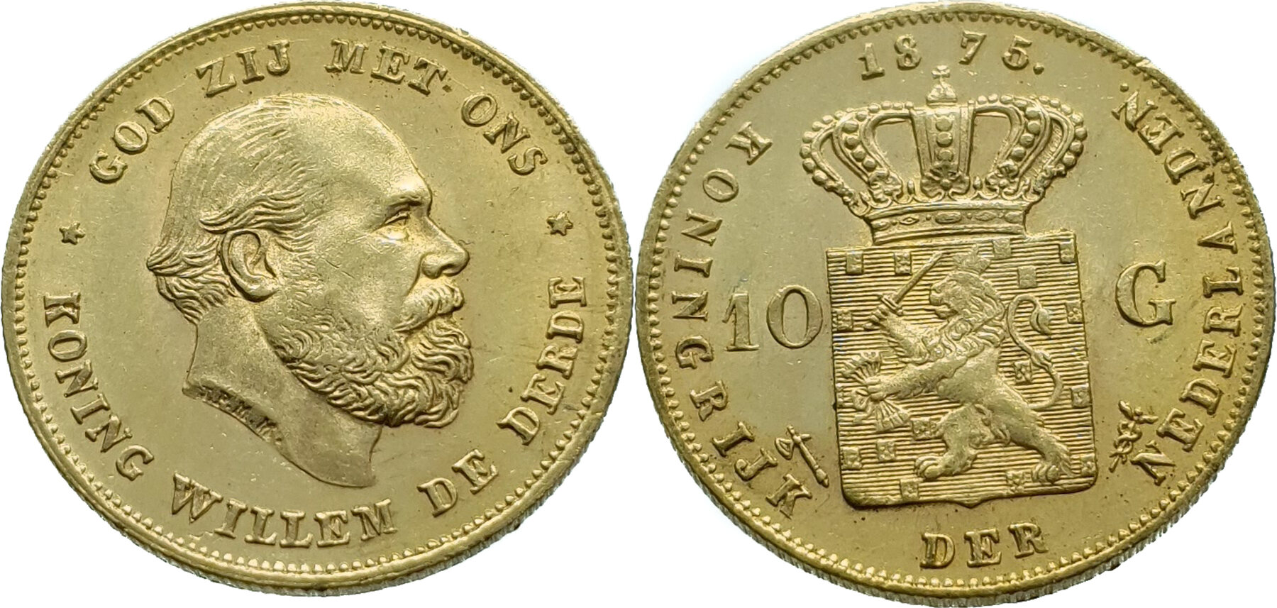 Nederland 10 Gulden 1875 Willem III - Gold Extremely Fine | MA-Shops