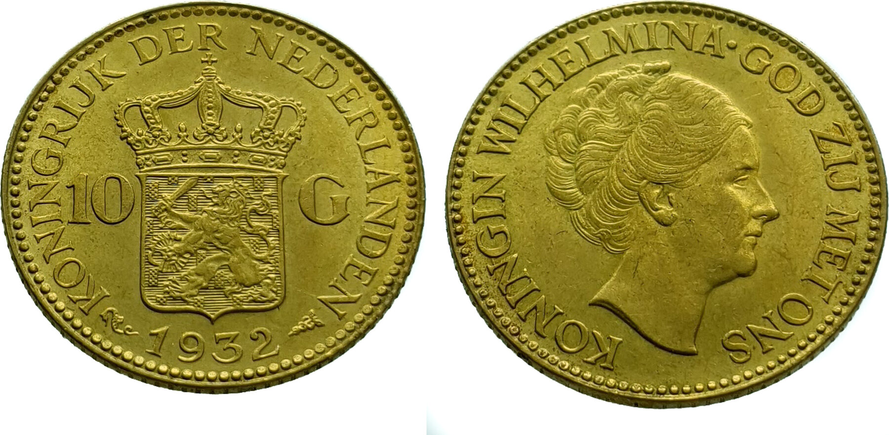 Nederland 10 Gulden 1932 Wilhelmina - Gold UNC (Uncirculated) | MA-Shops