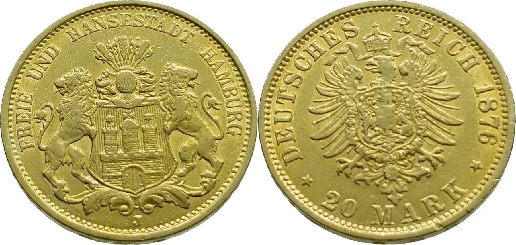 Germany, Hamburg 20 Mark 1876-J Freie und Hansestadt Hamburg - Gold ...