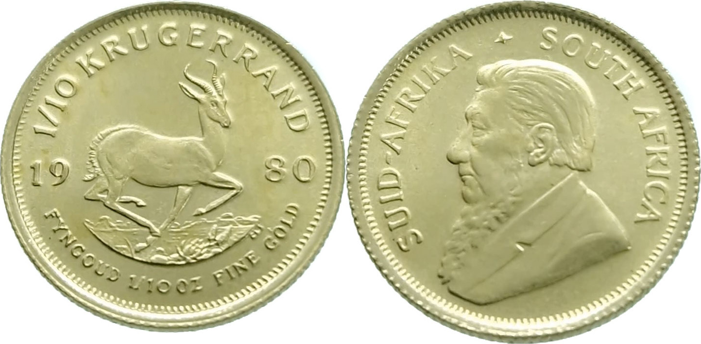 SouthAfrica 1/10 Krugerrand 1980 1/10 Oz. Krugerrand Gold UNC