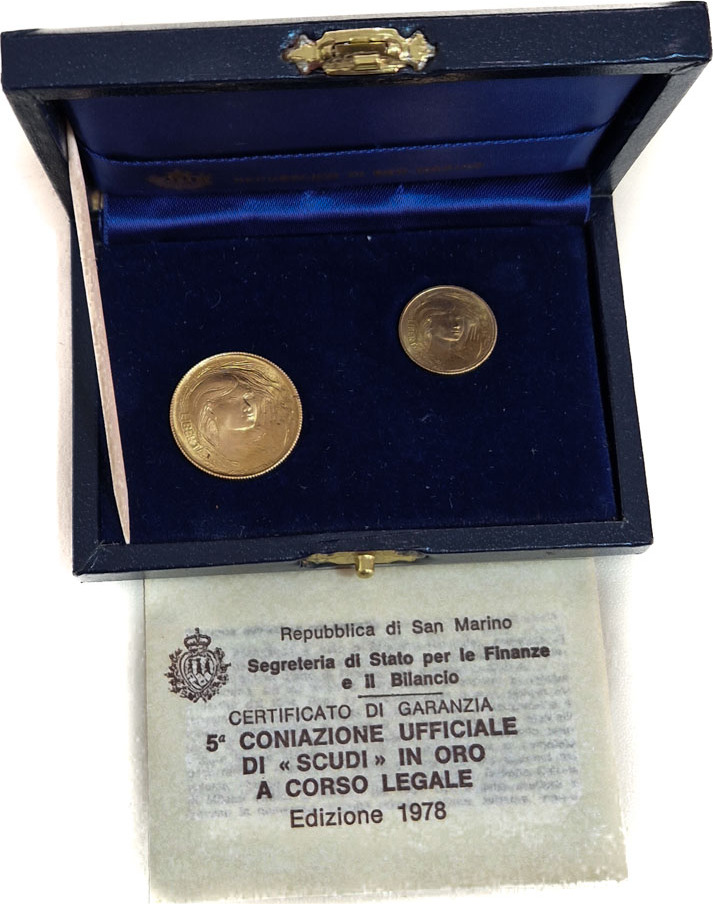 San Marino 1 Scudo + 2 Scudi 1978 Freedom - Coinset - Gold UNC ...