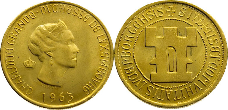 Luxembourg 20 Francs 1963 Charlotte - Gold UNC (Uncirculated) | MA-Shops