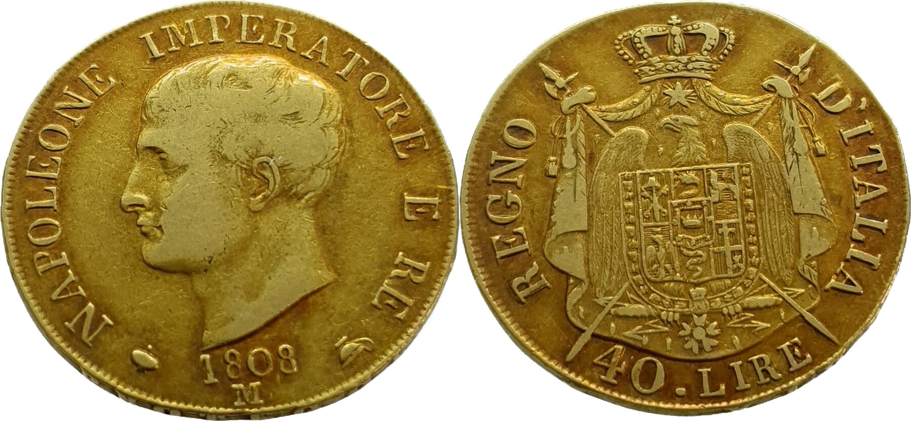 Italy 40 Lire 1808 M Napoleon Gold Very Fine MA Shops italy-40-lire-1808-m-napoleon-gold-very-fine-ma-shops