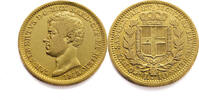 Italy 10 Lire Carlo Alberto - Gold -