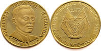 Rwanda 25 Francs President Gregoire Kayibanda - Gold -