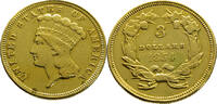 USA 3 Dollars 1854 Indian Princess Head - Gold Very Fine
