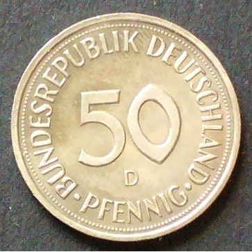 BRD 50 Pfennig 1989 D S.107.2 / K-N / Kulturfrau beim Pflanzen eines ...