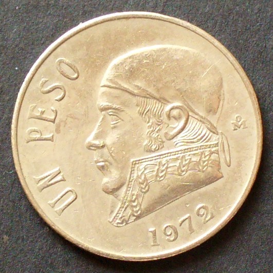 Mexiko 1 Peso 1972 S.70 K N Staatswappen Jose Maria Teclo