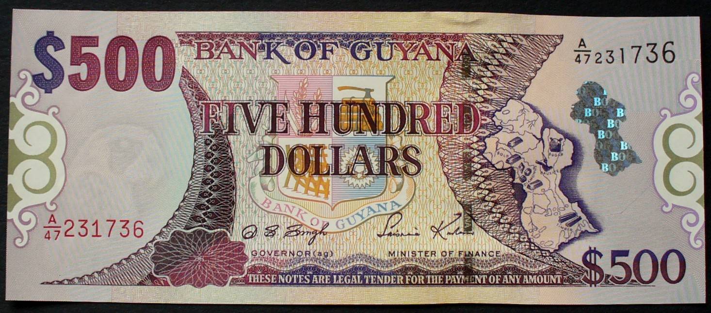 Guyana 500 Dollars ND(2002) P. 34 / Sign.12 UNC