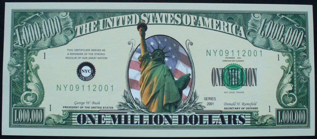 USA 1 Billion Dollars 2000 Werbe- oder Scherzbanknote / Martin L