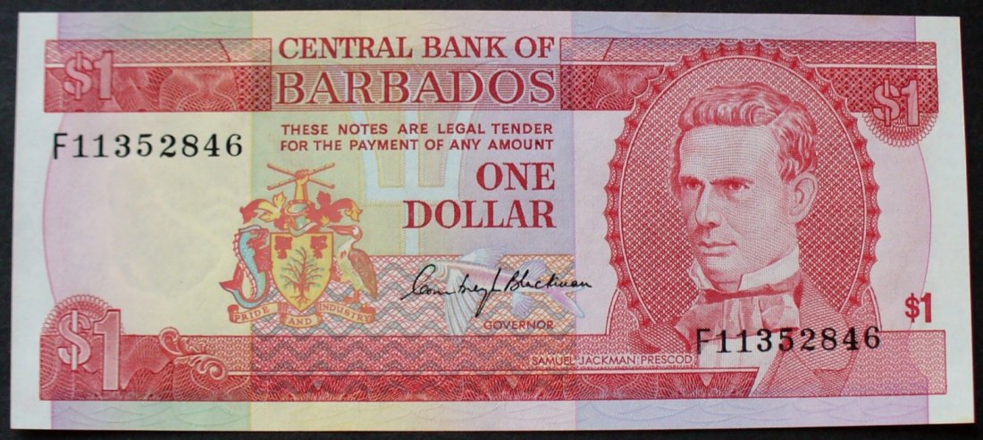 1 Dollar ND 1973 Barbados P 29 A UNC MA Shops   Barbados 1 Dollar Bn  