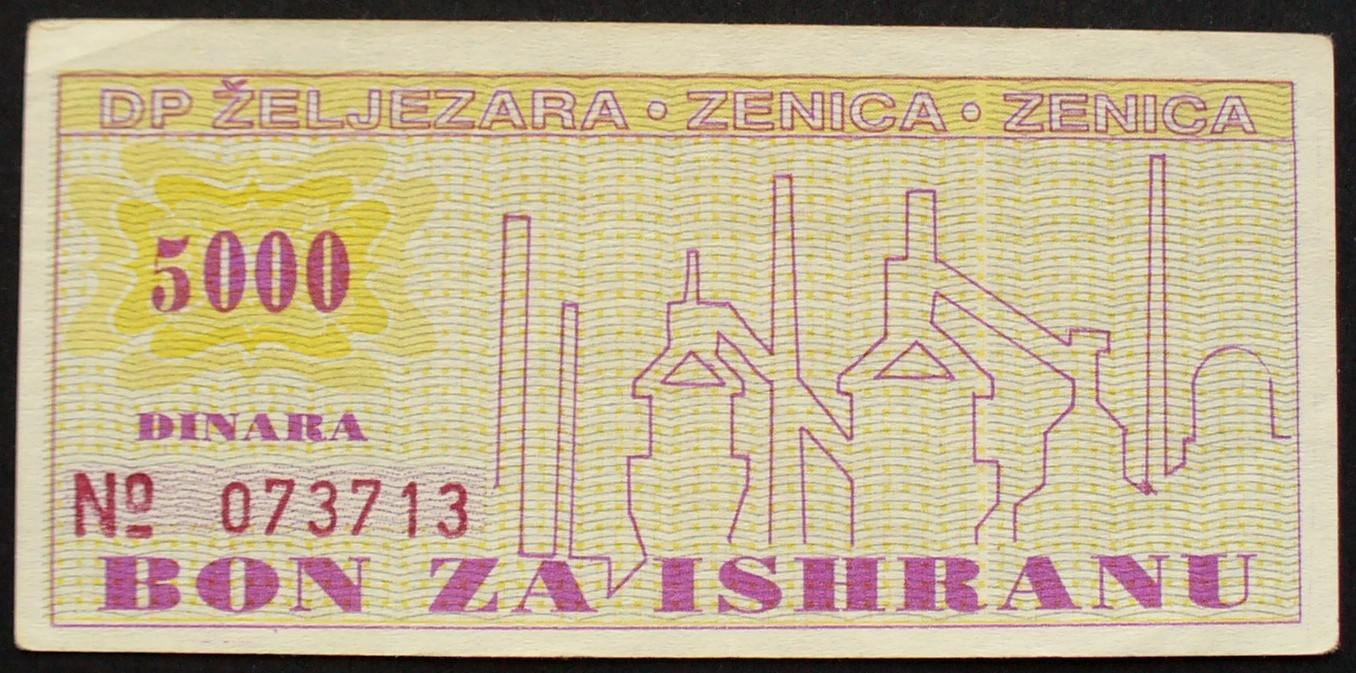 Bosnien-Herzegowina / Eisenhütte Zenica 5.000 Dinara o.D. Fritzinger 177  AU-55 | MA-Shops