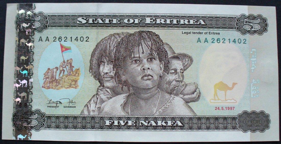 Nakfa 1997 Set of 2 Banknotes  2PCS  UNC Details about   Eritrea 1 5 
