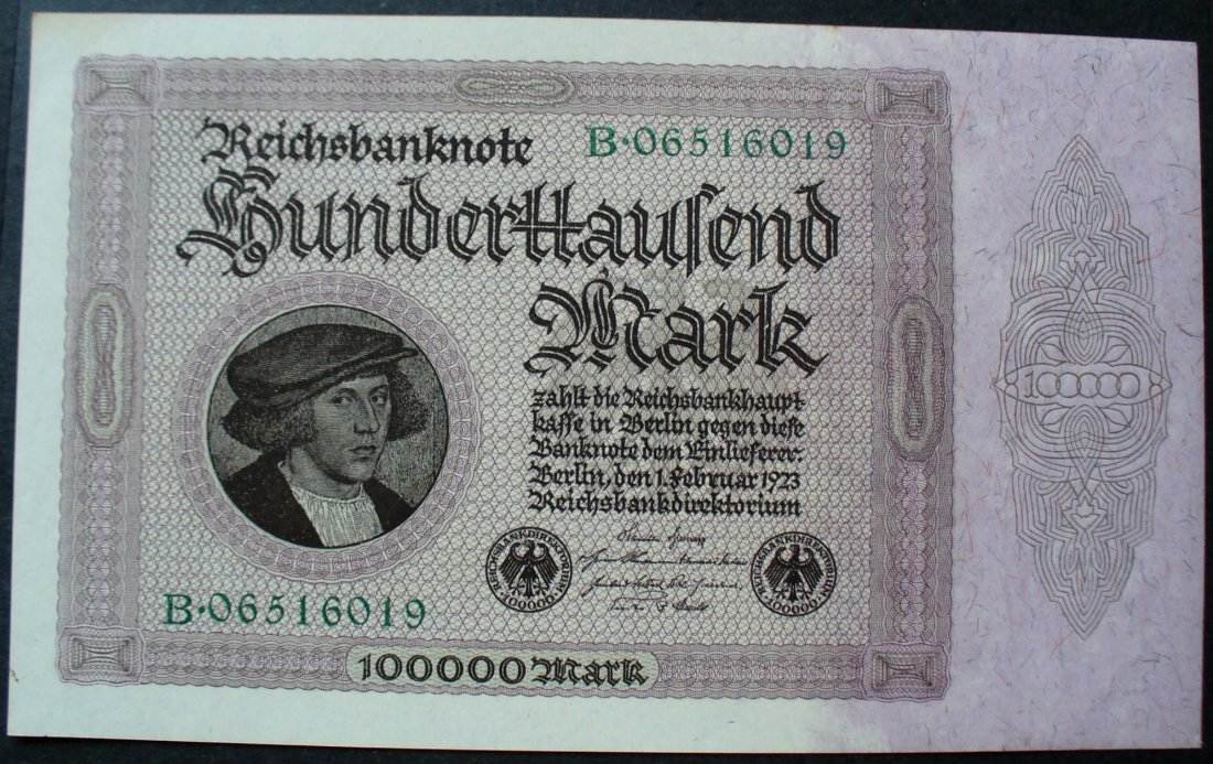 100.000 mark 1.2.1923 dr ros. 82 c / serie t au-55