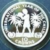 Turcs und Caicos Inseln 10 Crowns 925er Silber, 23,36g / Elizabeth II. - Kind mit Muschel -