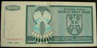 Kroatien 10.000 Dinara 1992 P. R7 / niedr. Seriennummer AA 0004777 II 69.44 US$  +  52.08 US$ shipping