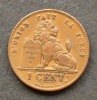 Belgien 1 Centime S.34 / Bro / Gekröntes Monogramm - Löwe mit Schild -