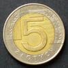 Polen 5 Zlotych S.290 / BiMe / Gekrönter Wappenadler - Wert und Blätter -