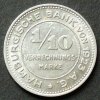 Hamburg 1/10 Verrechnungsmarke Jaeger N37 / Al / Hamburgische Bank von 1923 A.G. - Stadtwappen -