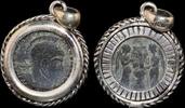 ISRAEL, Roman Empire Follis set in silver mount -