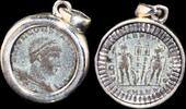 ISRAEL, Roman Empire Follis set in silver mount -
