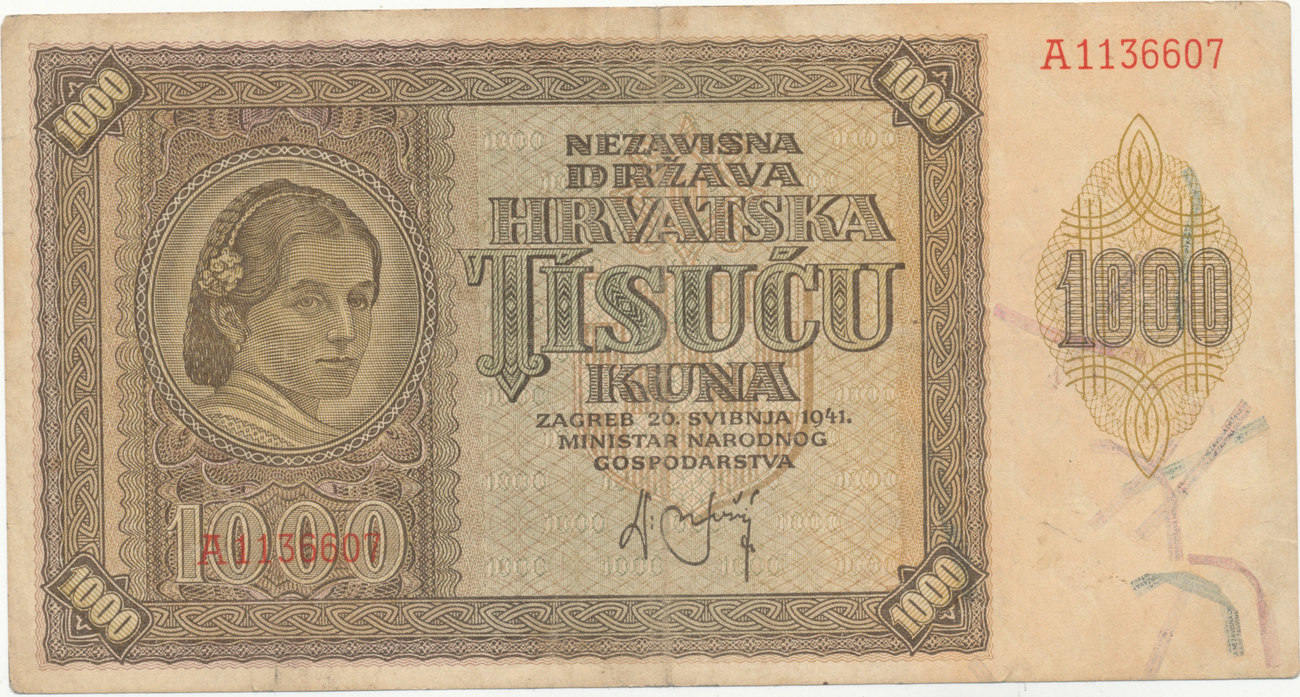 Kroatien 1000 Kuna 1941 aEF, | MA-Shops